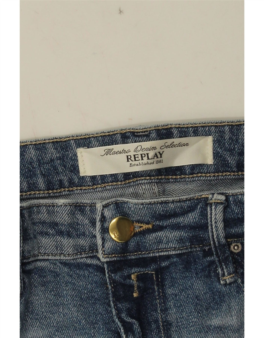 Replay Jeans Cônicos Femininos Distressed W30 L31 Azul