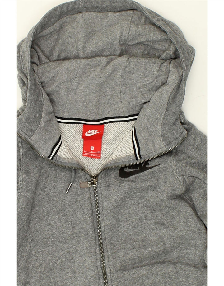 NIKE Womens Zip Hoodie Sweater UK 10 Small Grey Flecked Cotton | Vintage Nike | Thrift | Second-Hand Nike | Used Clothing | Messina Hembry 