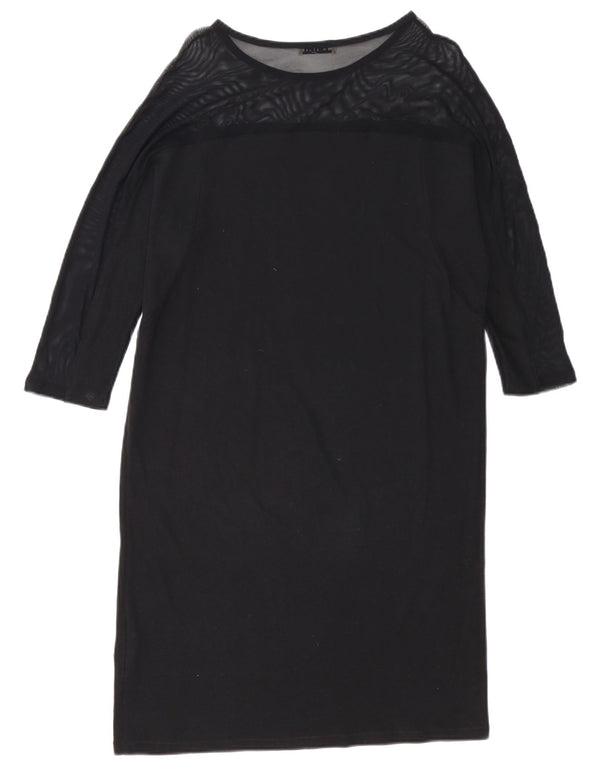 Vestido feminino Whistle de manga comprida UK 8 pequeno algodão preto