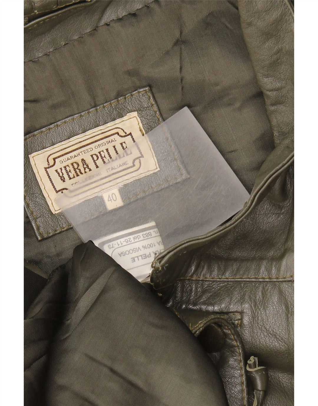 Casaco de couro superdimensionado feminino vintage IT 40 couro colorblock verde pequeno