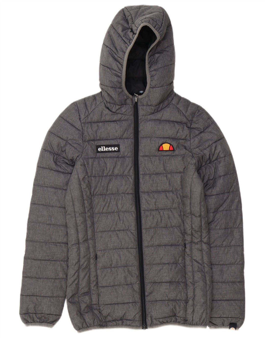 Jaqueta acolchoada com capuz feminina Ellesse UK 6 XS poliéster cinza
