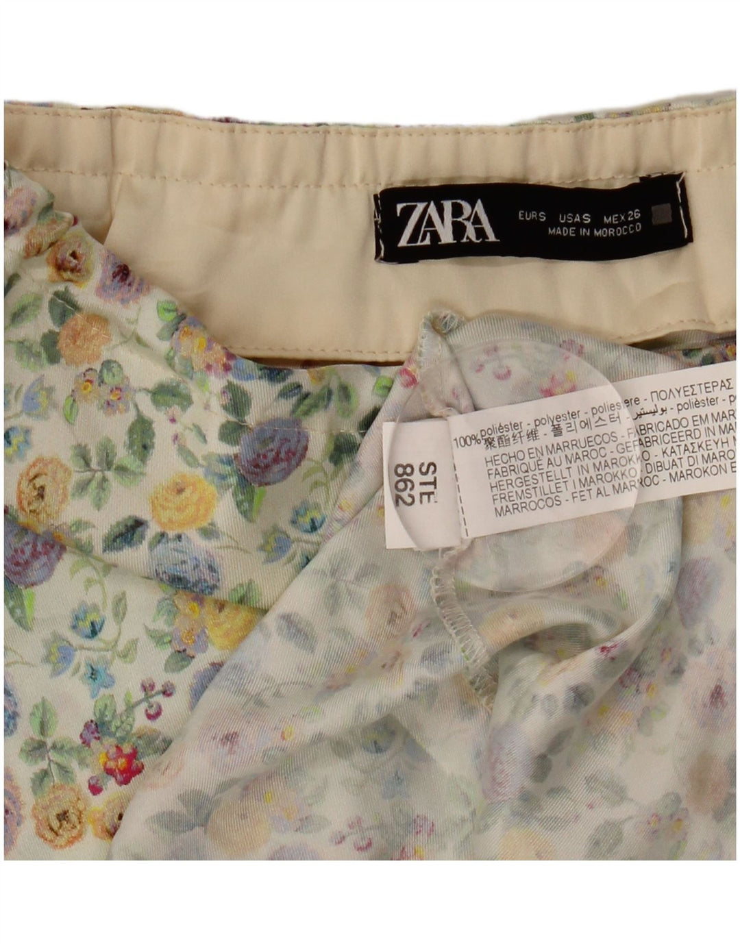 Zara Saia maxi feminina cintura alta pequena W26 poliéster floral multicolorido