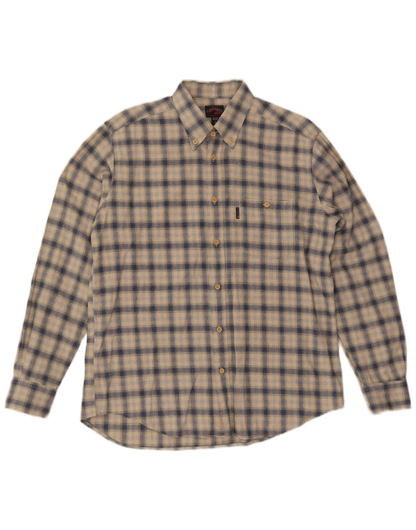 Camisa masculina de flanela Canadiens grande xadrez bege