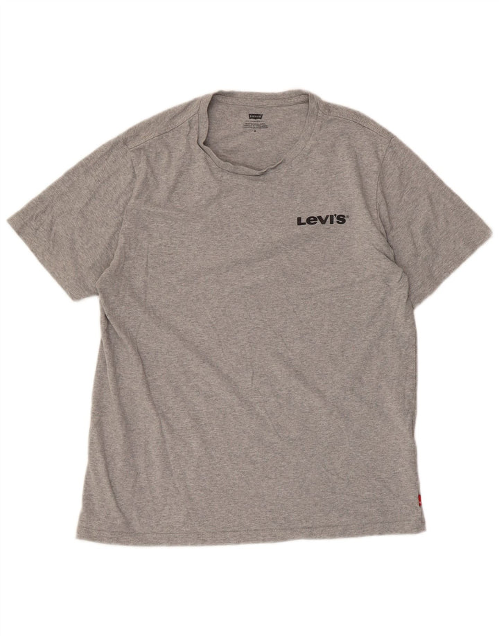 Camiseta gráfica masculina Levi's Top algodão manchado cinza médio