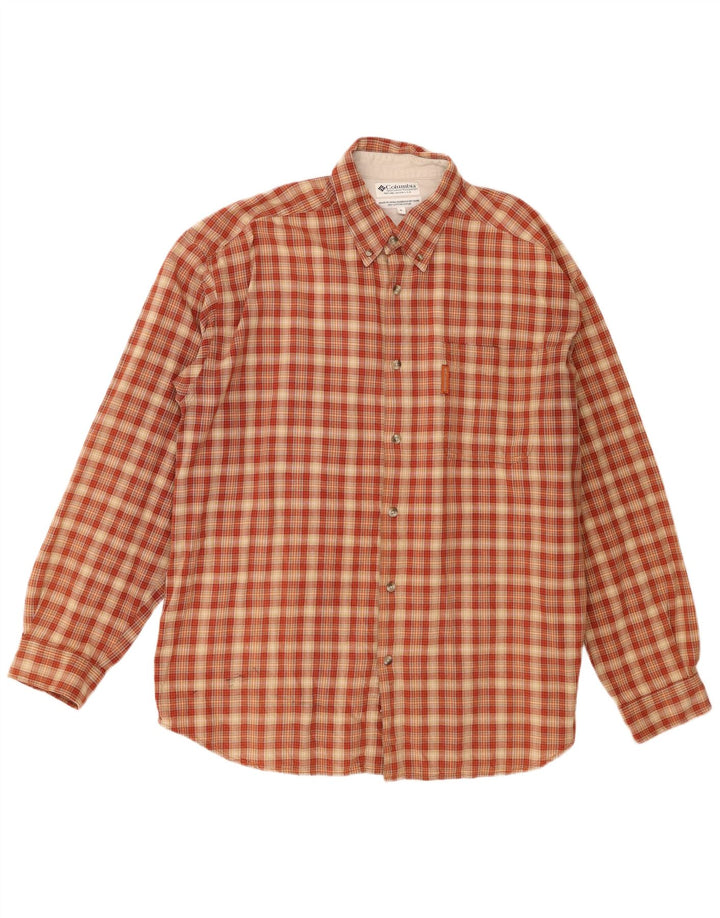 Camisa masculina de flanela Columbia XL laranja xadrez algodão