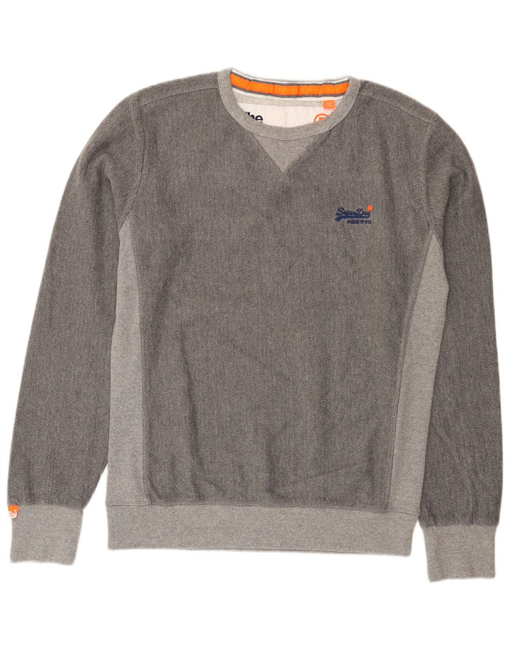 Superdry moletom masculino jumper médio cinza colorblock poliéster