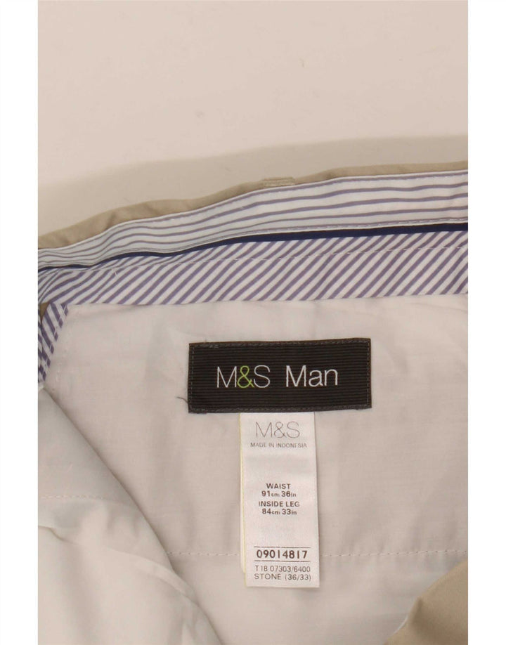 Calça Chino Masculina Marks & Spencer W36 L33 Algodão Bege