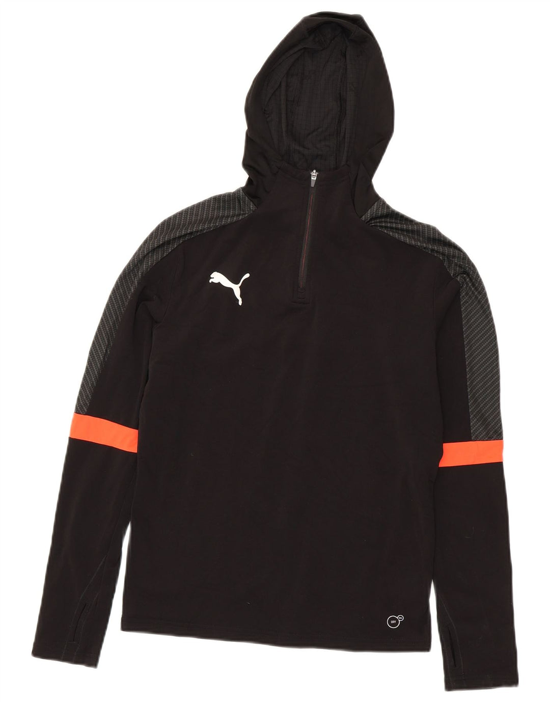 Puma Meninos com capuz e zíper gola pulôver top de treino 13-14 anos preto