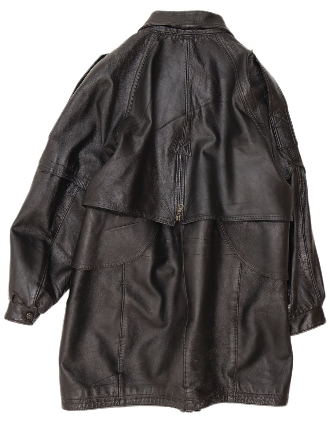 Casaco de couro vintage feminino grande Reino Unido 16 grande preto