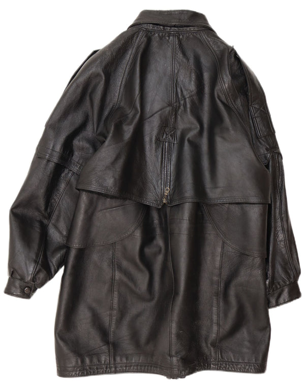 Casaco de couro vintage feminino grande Reino Unido 16 grande preto