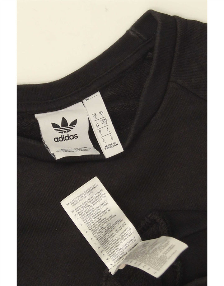 Adidas Mens Moletom Jumper Pequeno Algodão Preto