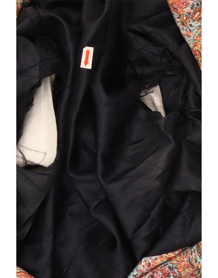 Jaqueta blazer feminina Zara com 1 botão Reino Unido 14 grande paisley multicolorido