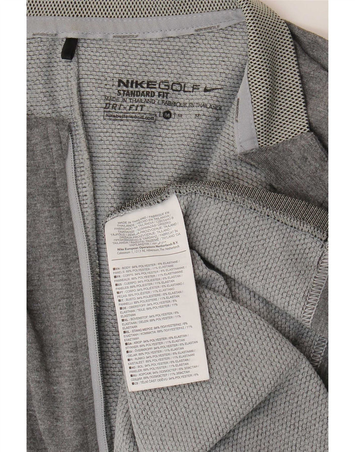 Pulôver masculino Nike Dri Fit com decote em zíper, blusa de treino cinza médio poliéster