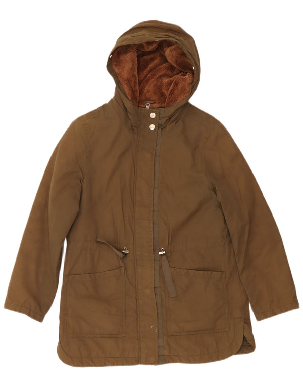 Jaqueta Zara Girls com capuz Sherpa Parka 13-14 anos cáqui