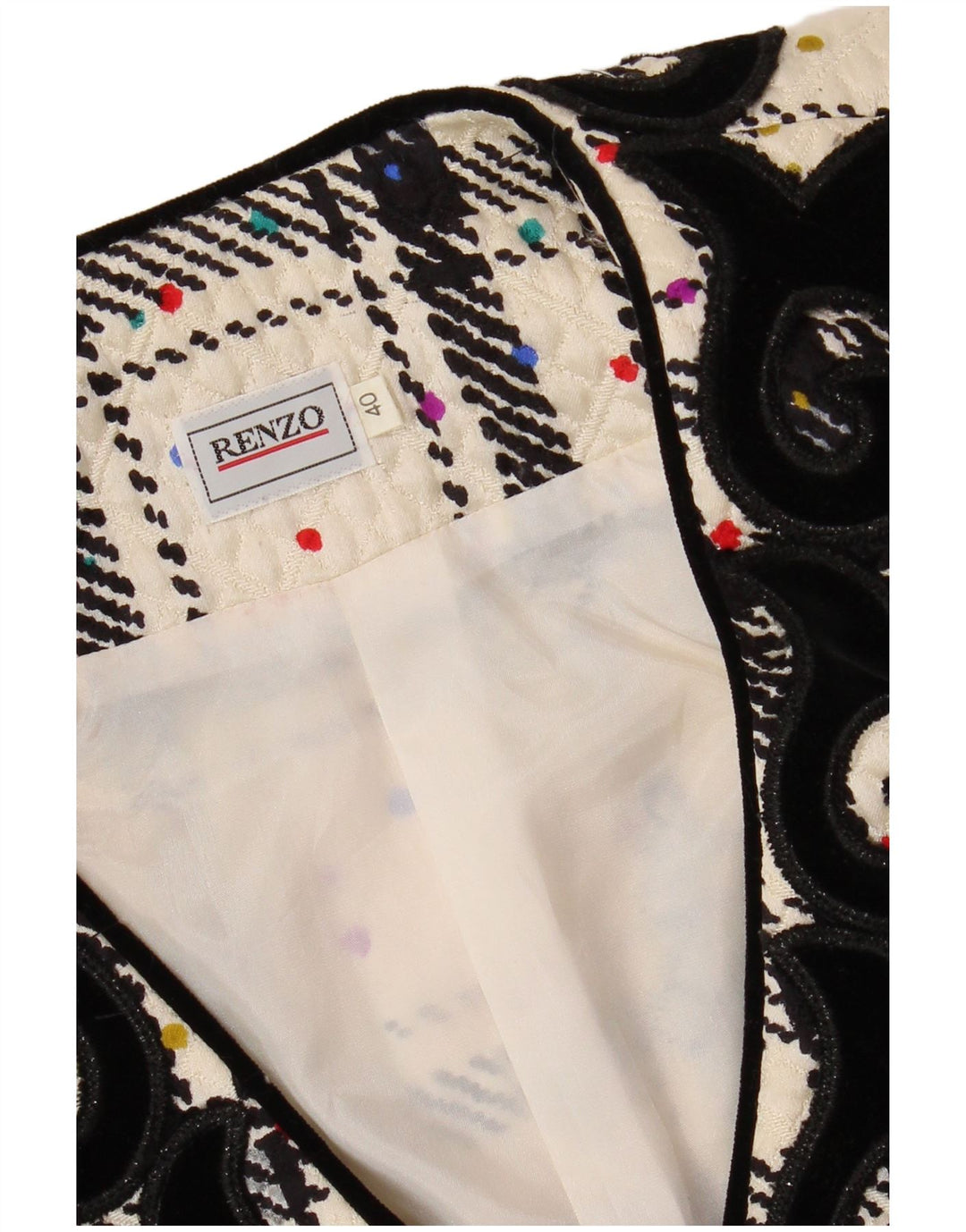 RENZO Jaqueta blazer feminina superdimensionada IT 40 pequena xadrez branca