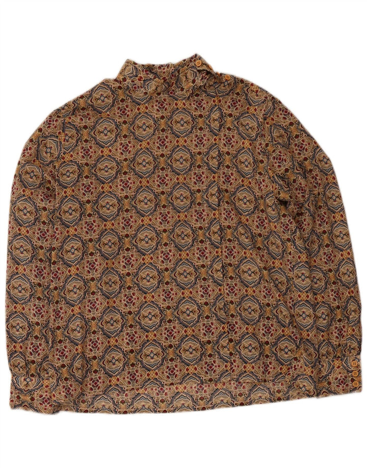 Blusa feminina vintage com estampa abstrata Reino Unido 16 grande multicolorida