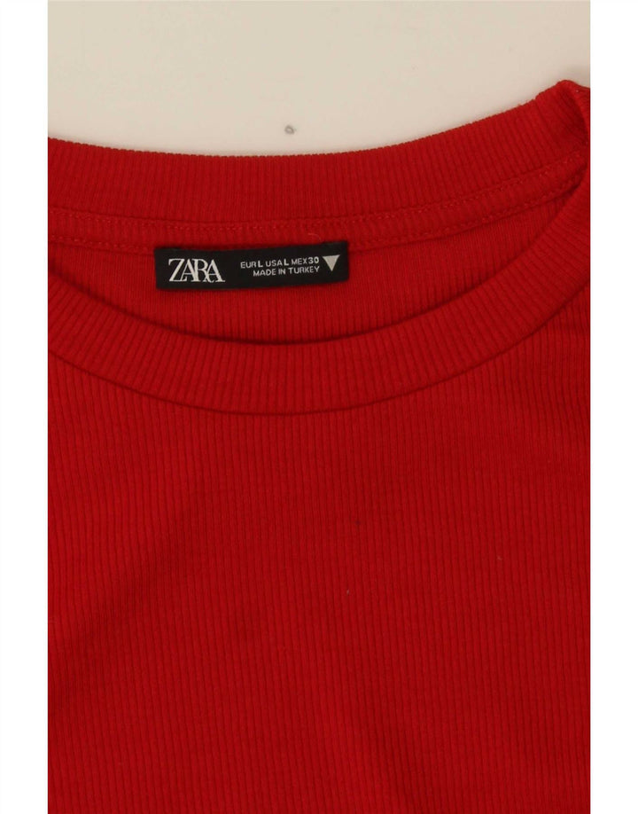 Zara Womens Crop Top Manga Longa Reino Unido 14 Grande Vermelho