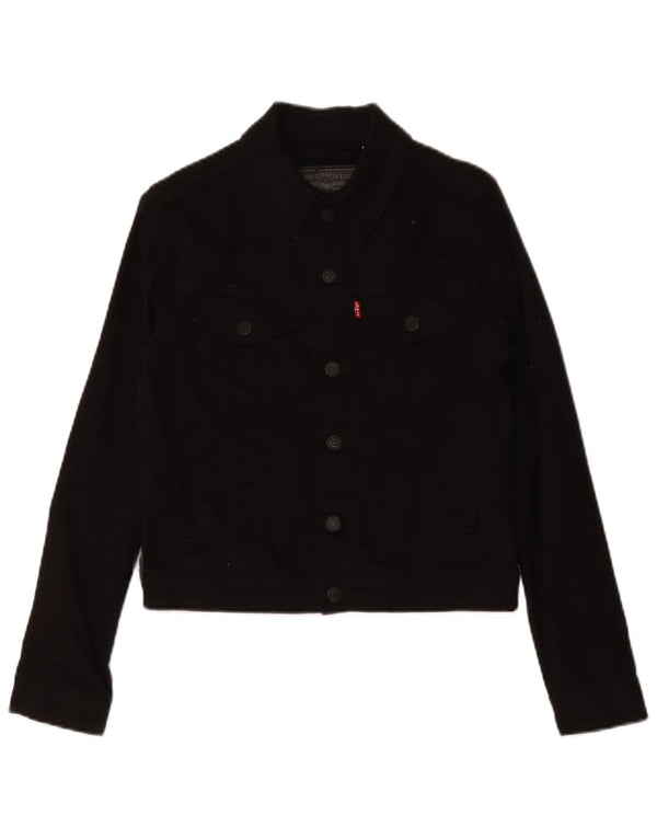 Jaqueta jeans feminina Levi's UK 6 XS algodão preto