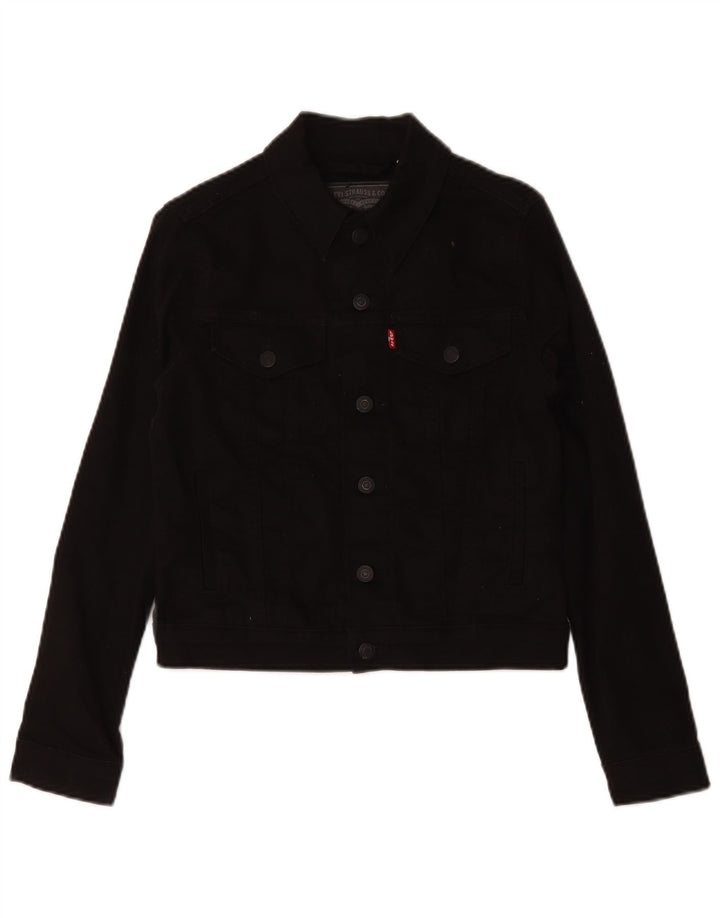 Jaqueta jeans feminina Levi's UK 6 XS algodão preto