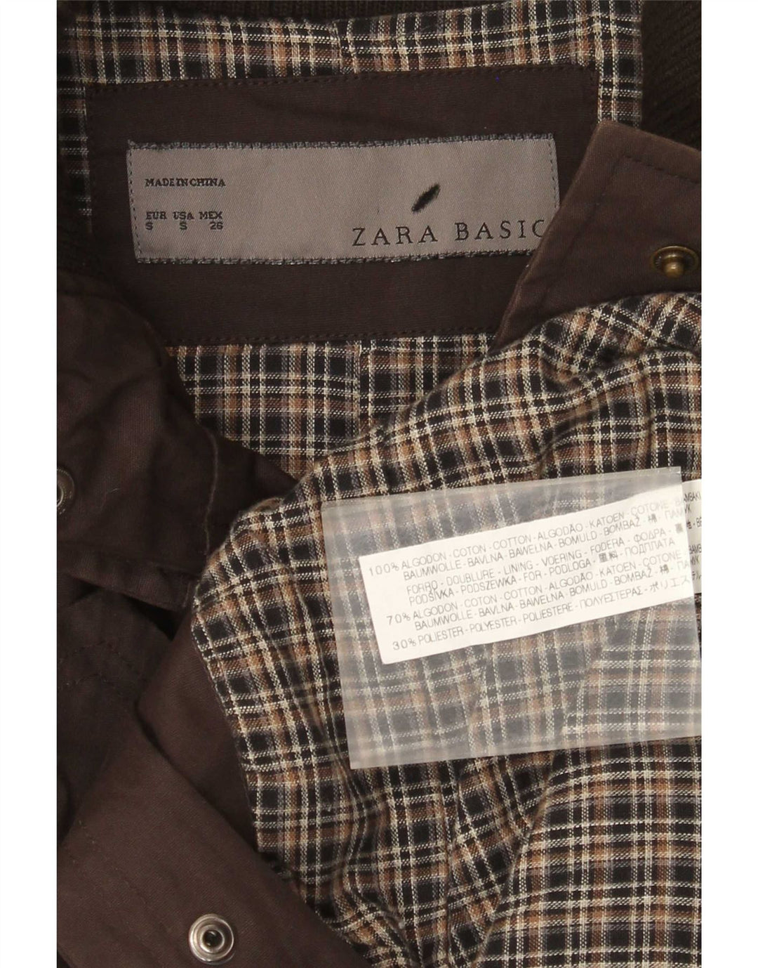 Jaqueta utilitária feminina Zara UK 10 pequeno algodão marrom