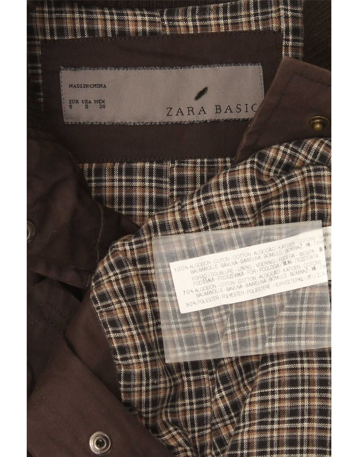 Jaqueta utilitária feminina Zara UK 10 pequeno algodão marrom