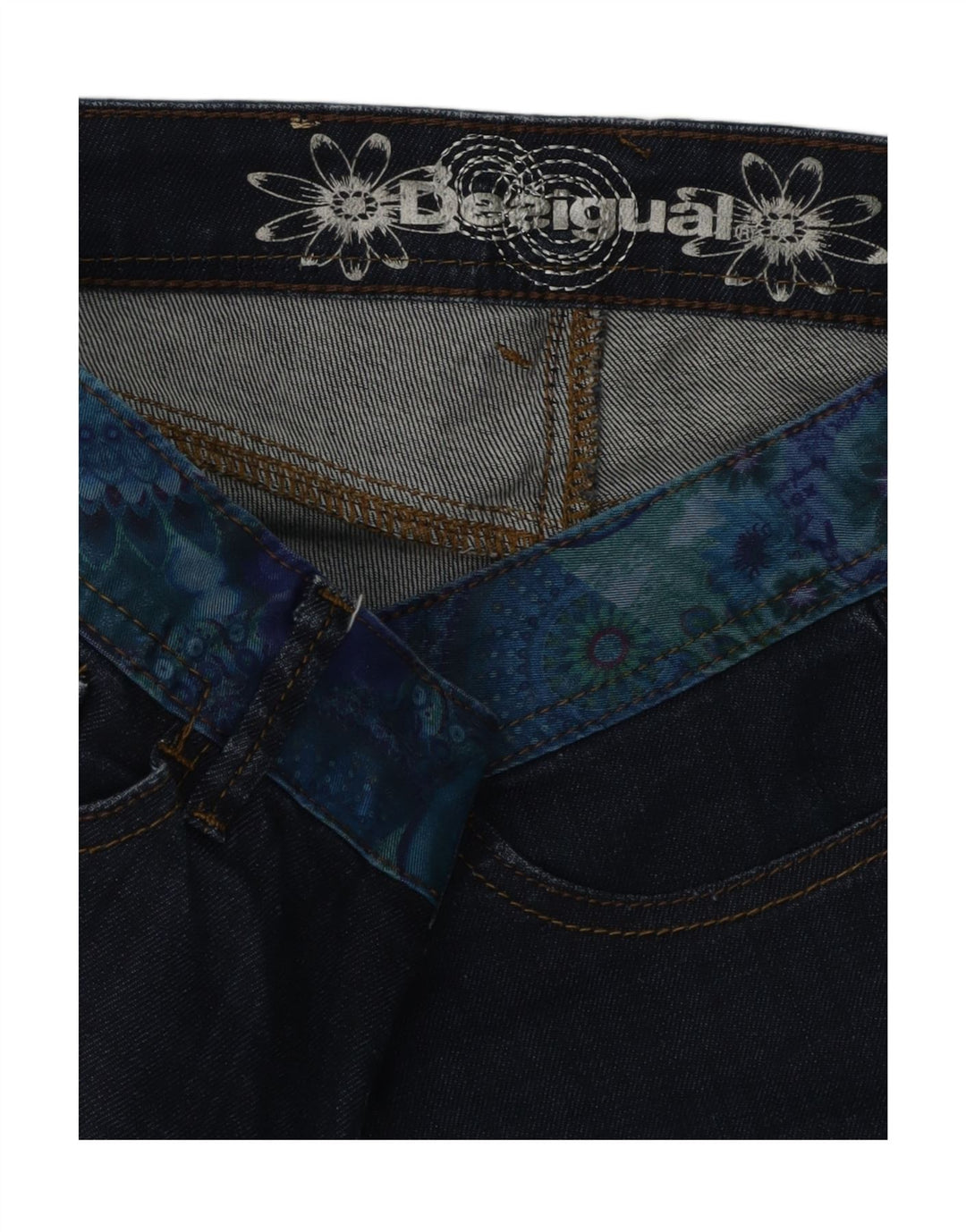 DESIGUAL Jeans Slim Feminino W28 L33 Azul Marinho
