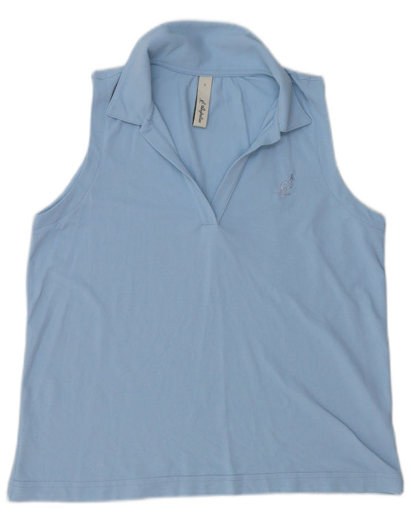 Camisa polo feminina sem mangas AUSTRALIAN L'ALPINA UK 10 pequena azul poliamida