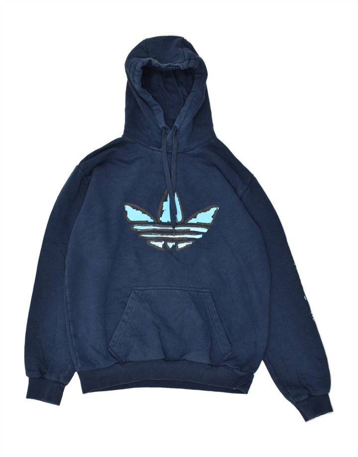ADIDAS Mens Graphic Hoodie Jumper Médio Azul Marinho Poliéster