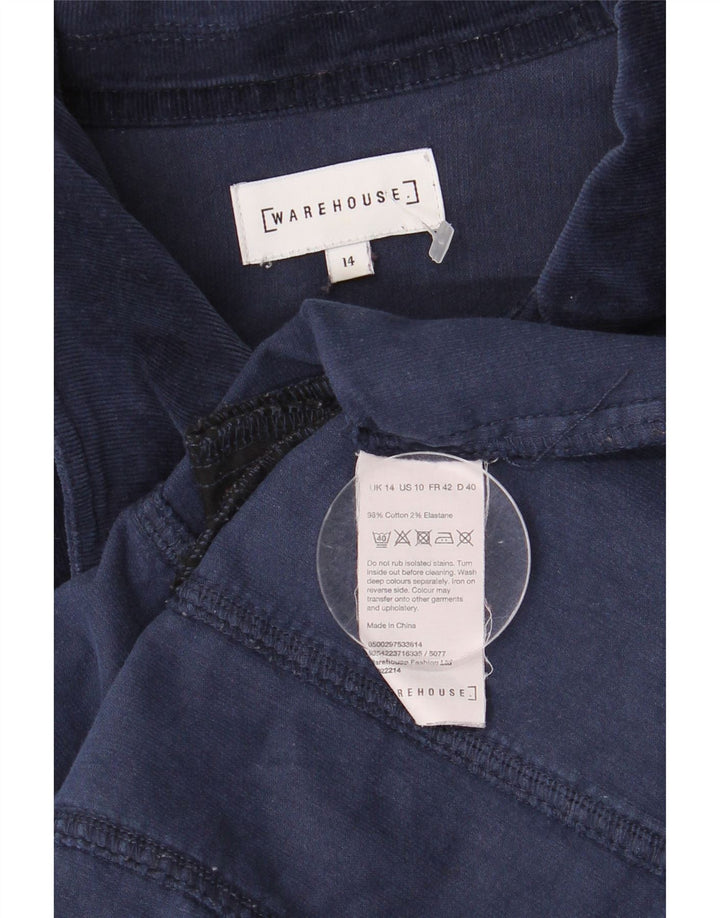 Sobretudo feminino de veludo cotelê Warehouse Reino Unido 14 grande algodão azul marinho