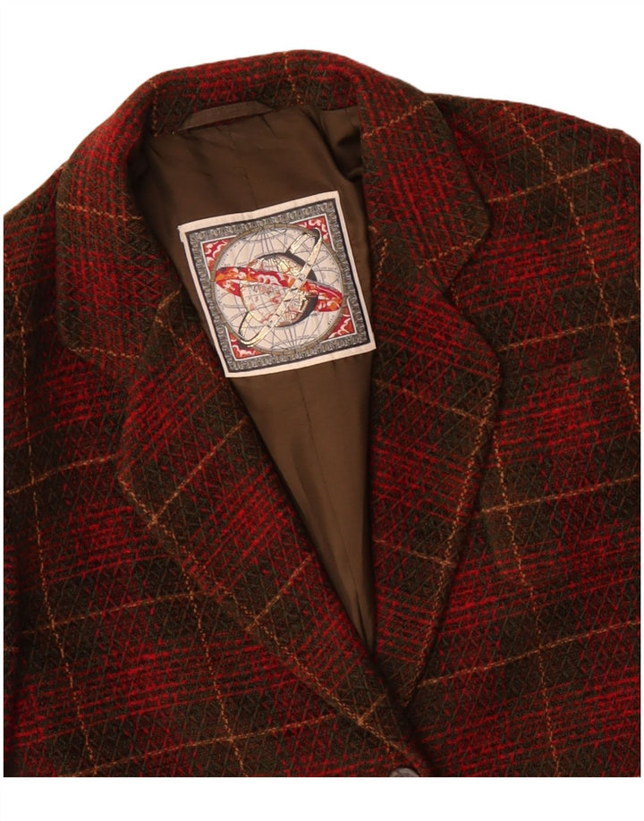 Jaqueta blazer feminina VINTAGE com 2 botões US 10 grande vermelho xadrez acrílico