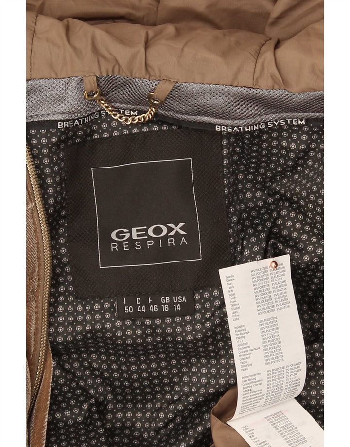 Casaco acolchoado com capuz Respira feminino Geox UK 16 grande poliéster marrom