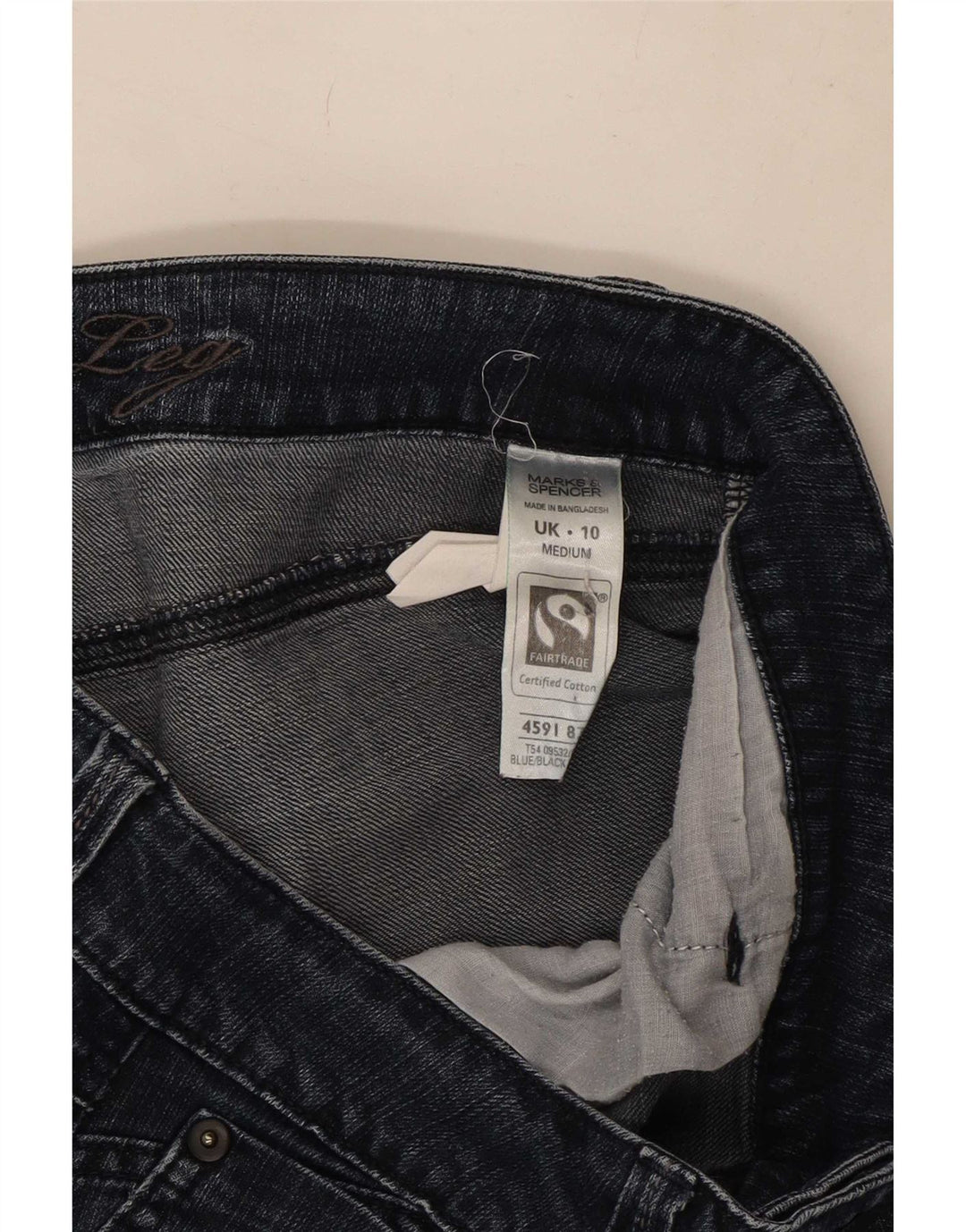 Calça jeans feminina Marks & Spencer Bootcut UK 10 pequena W27 L29 algodão azul marinho