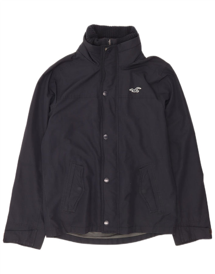 Jaqueta de chuva masculina Hollister UK 40 grande poliéster azul marinho