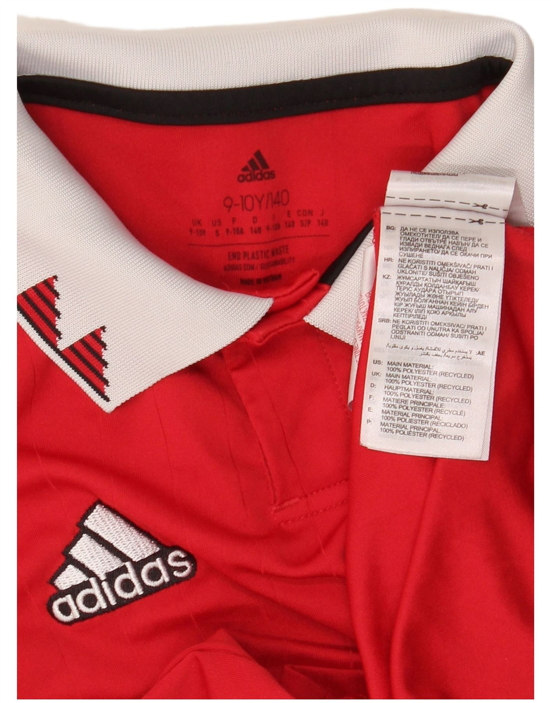 ADIDAS Boys Manchester United Graphic Polo Shirt 9-10 Years Vermelho Poliéster