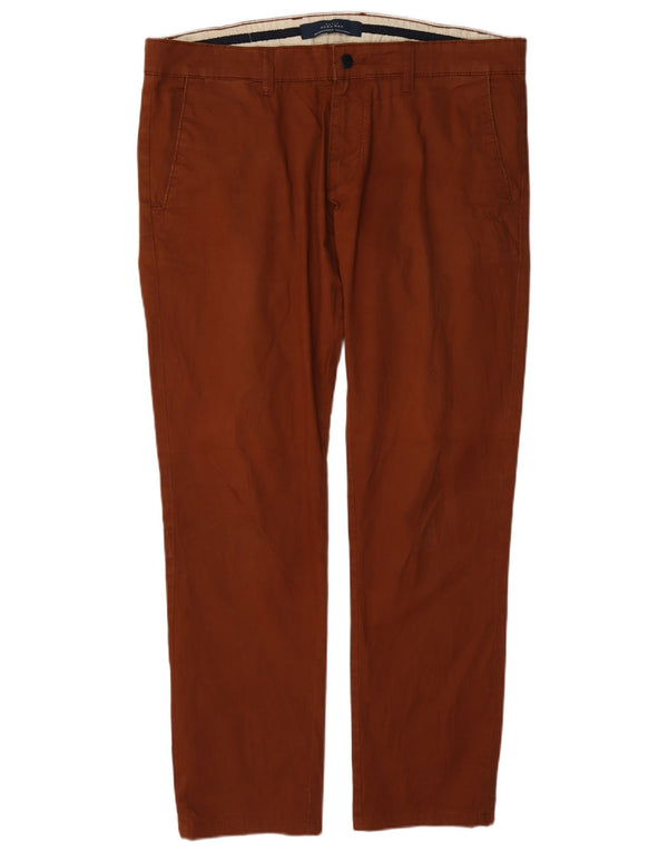 Zara Calça Chino Masculina Reta EU 44 Grande W34 L31 Algodão Marrom