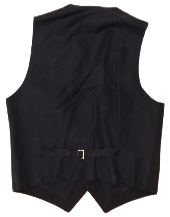 Colete masculino Dolce & Gabbana IT 52 grande lã listrada azul marinho