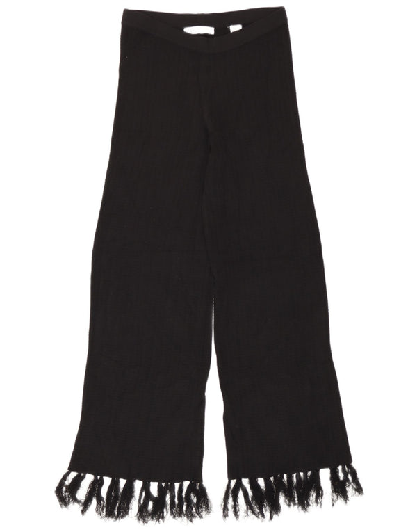 Zara Calça feminina de malha com pernas largas, grande W32 L31, viscose preta