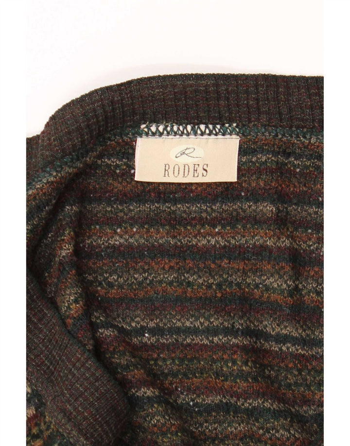 Suéter cardigã masculino Rodes 2XL lã geométrica marrom