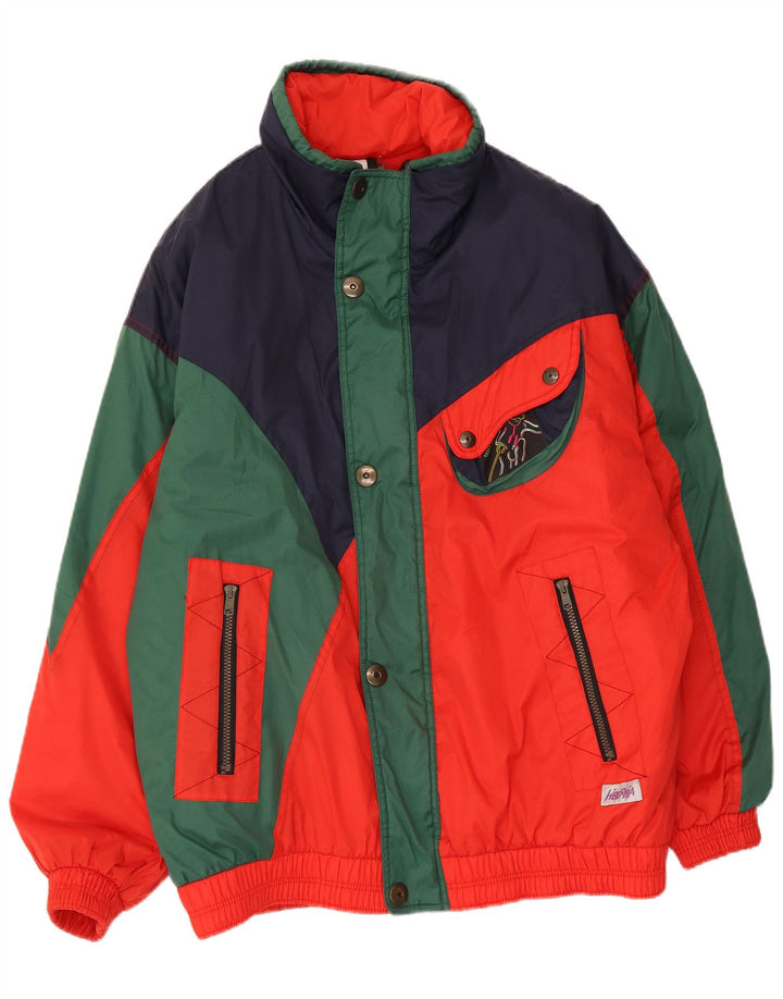 Jaqueta de esqui masculina Hibernia UK 42 grande poliamida colorblock vermelha