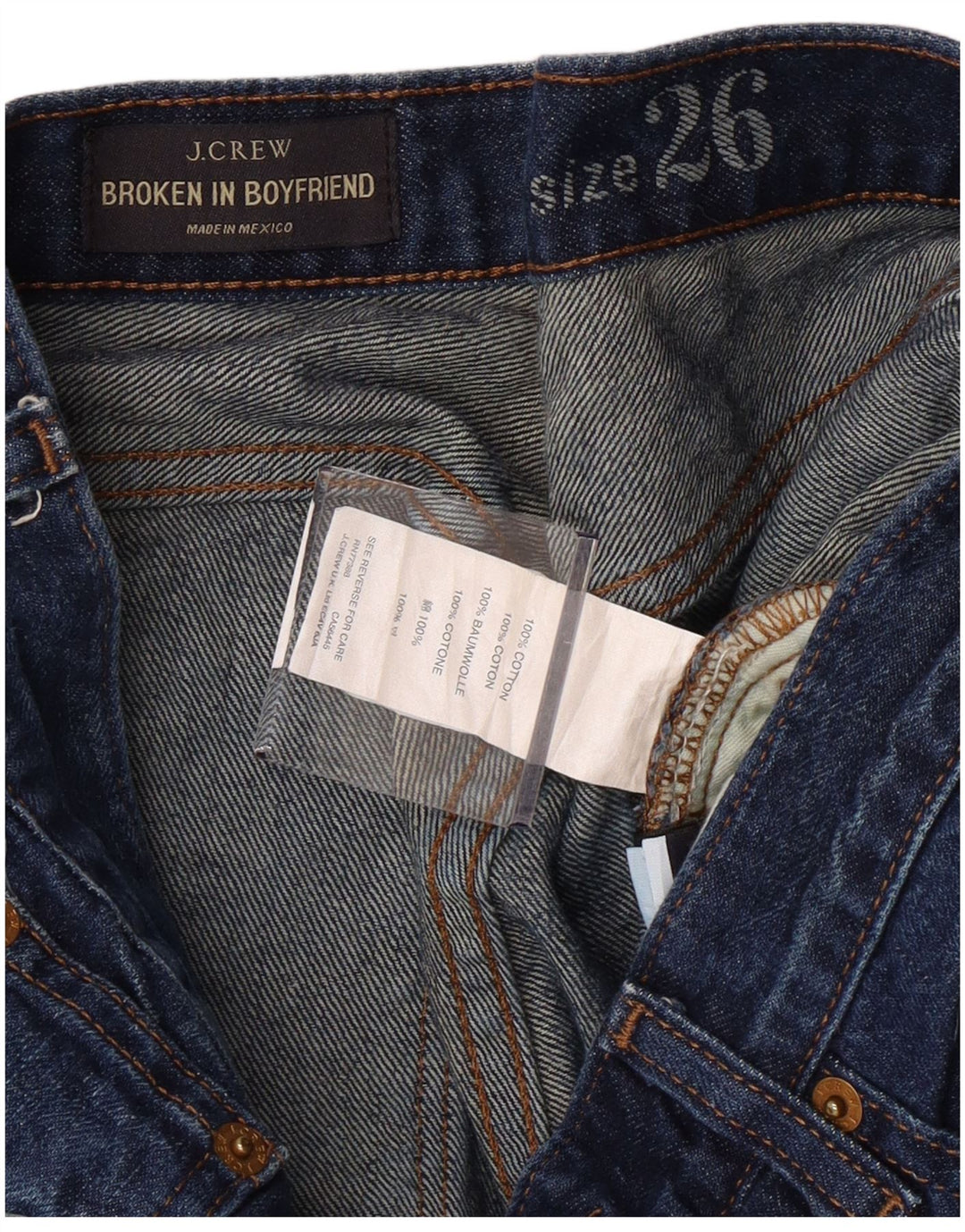 J. Crew Jeans feminino Boyfriend Distressed Slim W26 L28 algodão azul