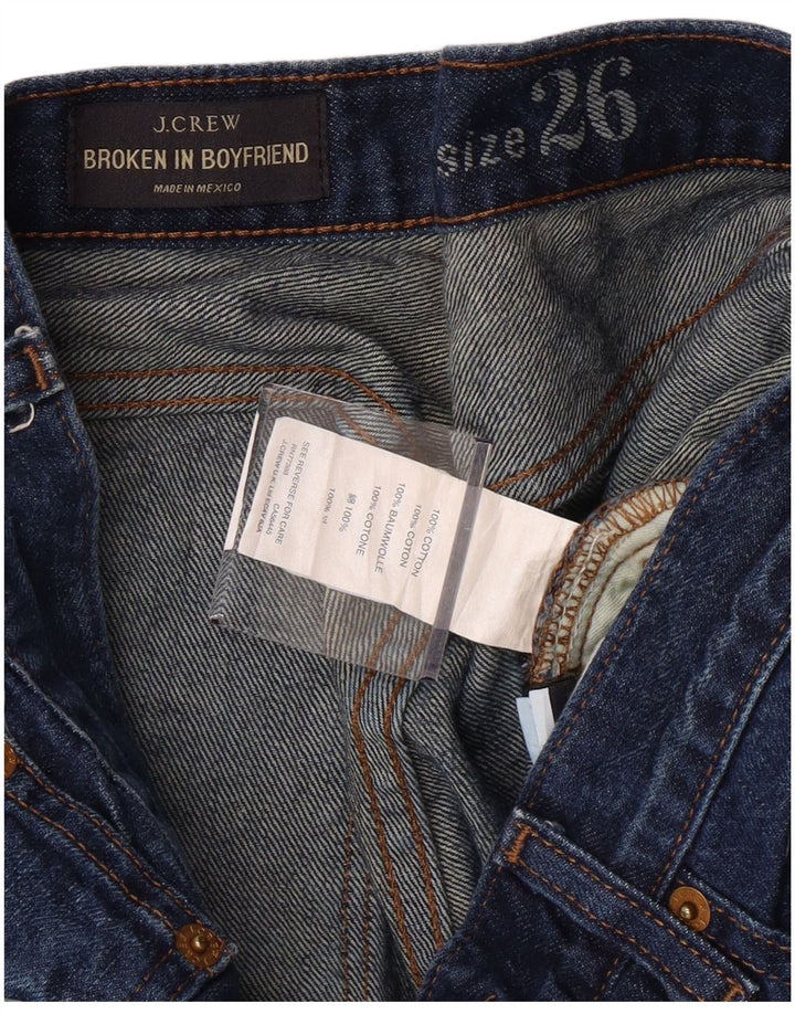 J. Crew Jeans feminino Boyfriend Distressed Slim W26 L28 algodão azul