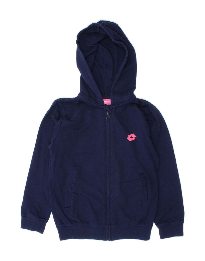 LOTTO Girls Zip Hoodie Sweater 7-8 Years Navy Blue Cotton Vintage Lotto and Second-Hand Lotto from Messina Hembry 
