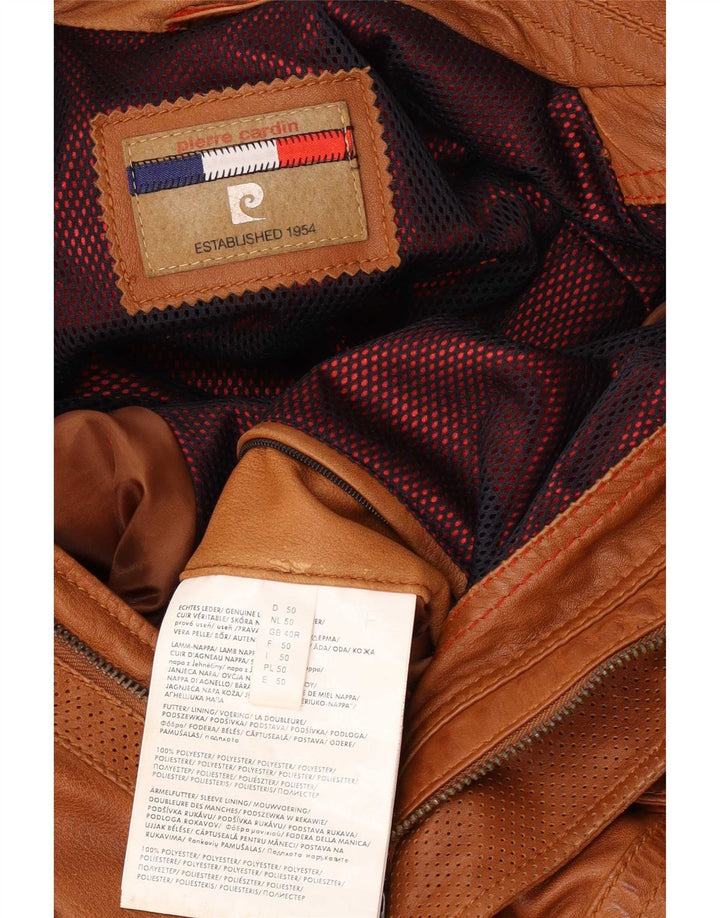 Jaqueta de couro masculina Pierre Cardin Reino Unido 40 grande couro marrom