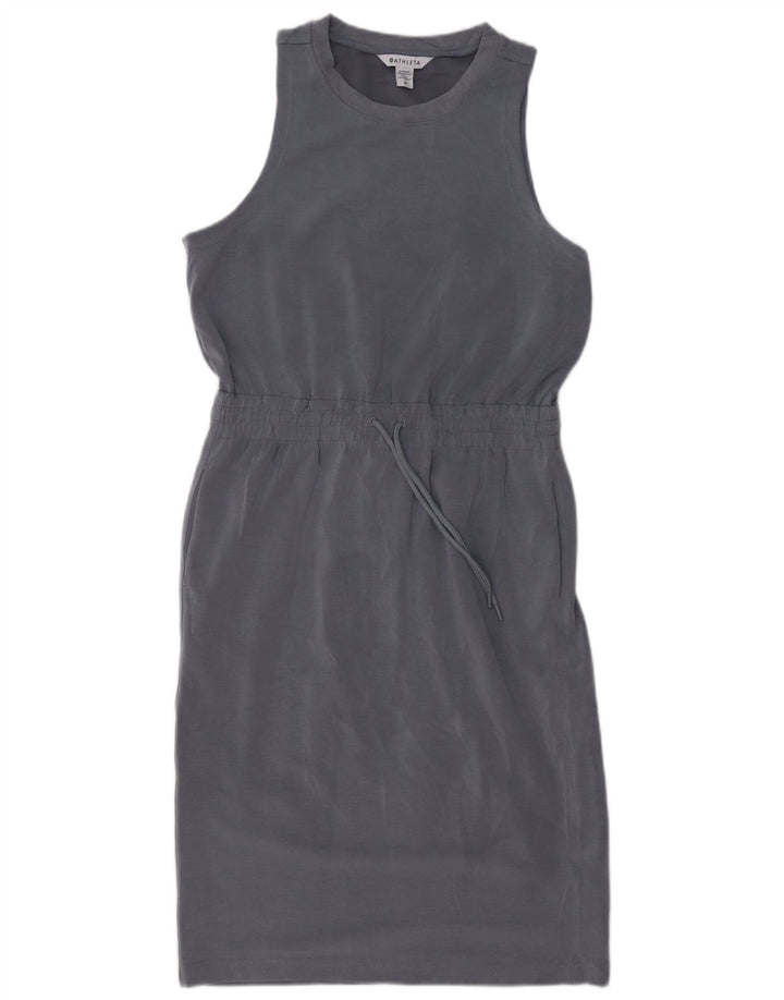 Vestido feminino ATHLETA sem mangas com bainha UK 14 cinza médio Tencel