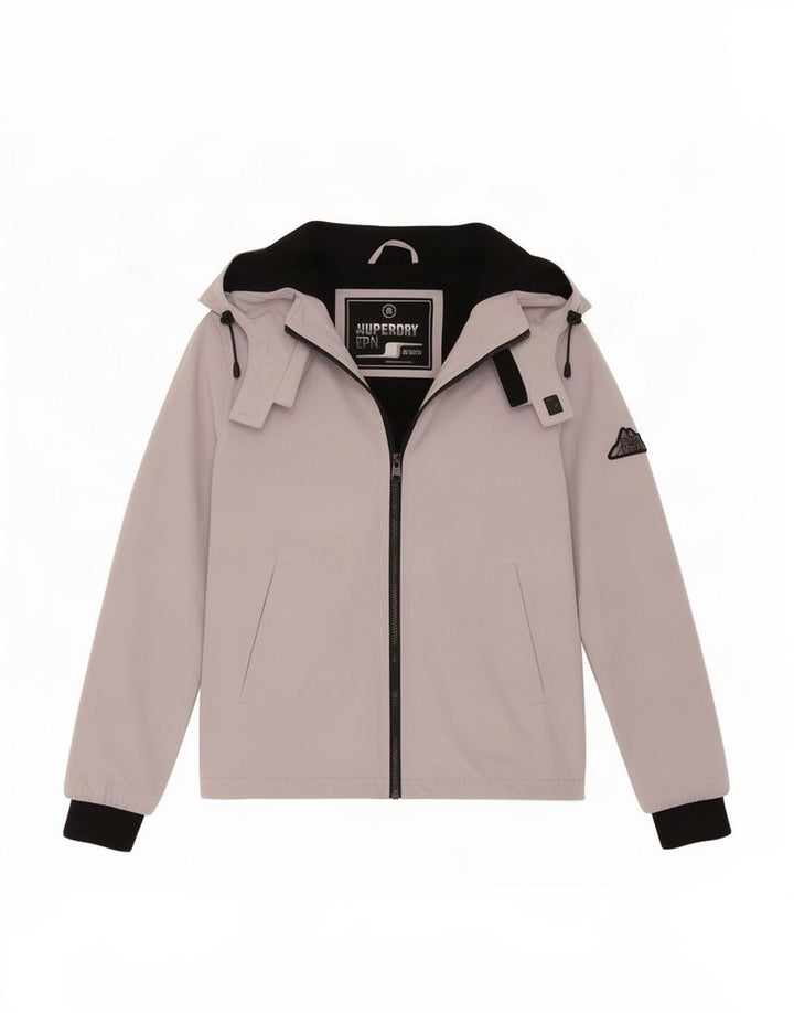 Jaqueta de chuva com capuz feminina Superdry UK 12 poliéster cinza médio