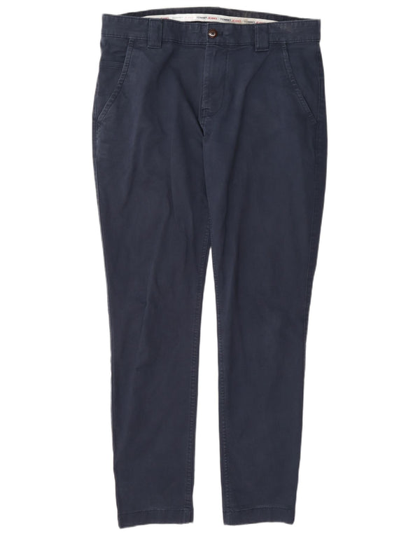 Tommy Hilfiger Mens Slim Chino Calças W34 L32 Azul Marinho Algodão