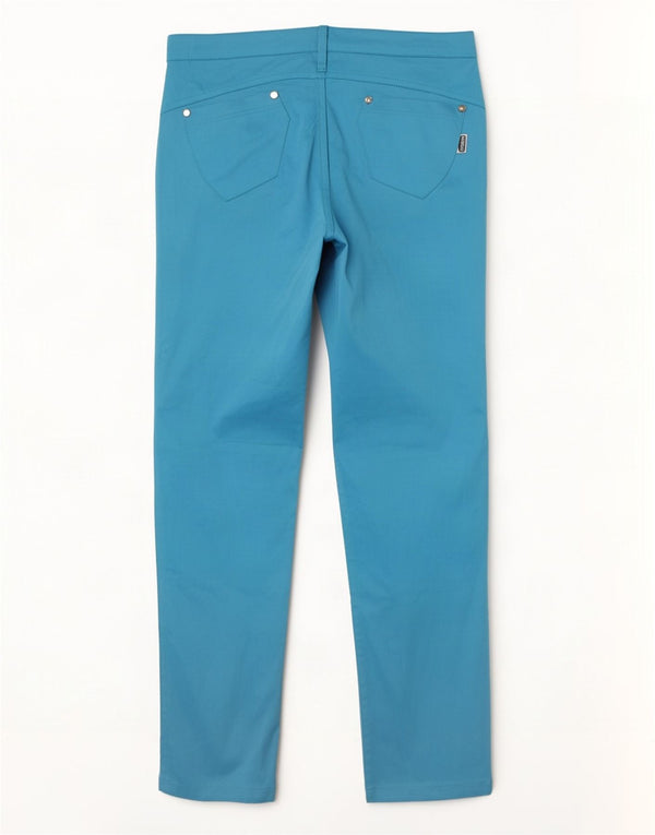 Calça casual slim feminina vintage W28 L30 poliéster azul