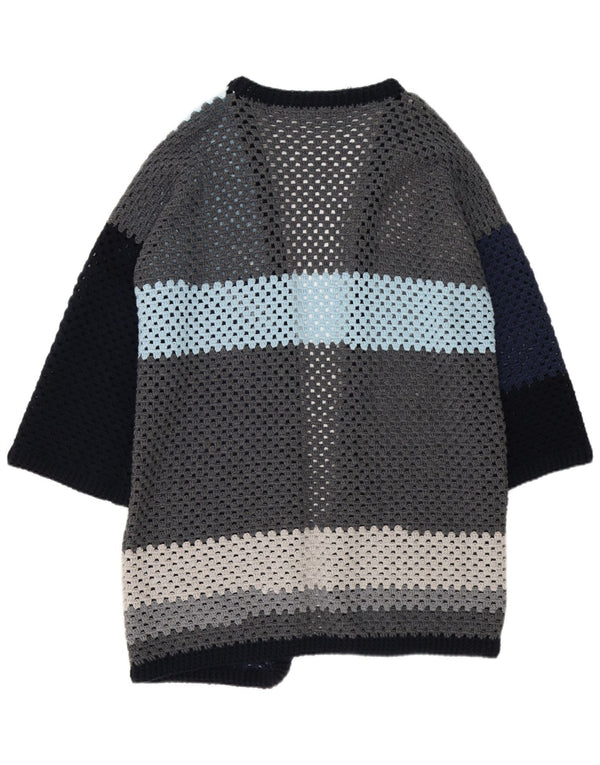 Suéter cardigã feminino vintage manga 3/4 Reino Unido 16 grande multicolorido
