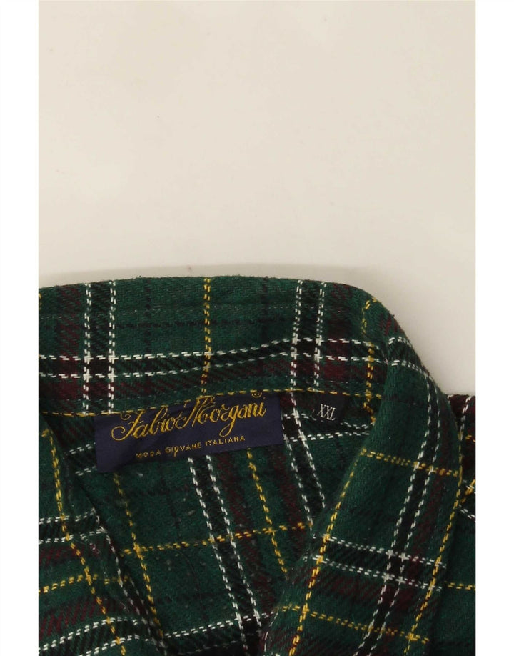 Camiseta masculina vintage de flanela 2XL xadrez verde