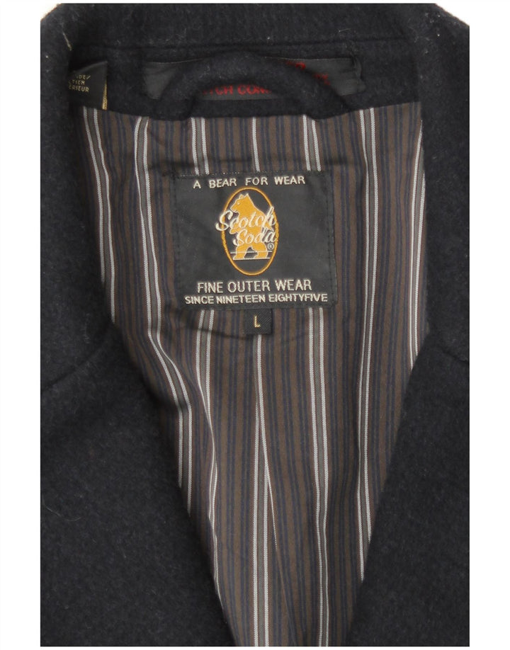 Sobretudo masculino Scotch & Soda UK 40 grande lã azul marinho